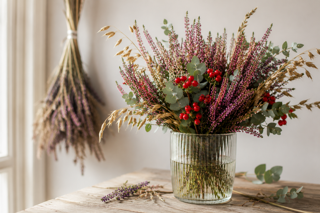 Bouquets d’automne : faire durer la bruyère en vase (et en sec)